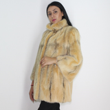 Colored black-cross pink gold mink jacket