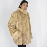  Pastel mink jacket with leather stripes