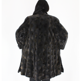 Grey-brown shaved mink pieces coat