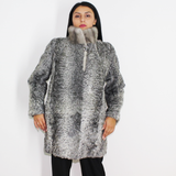 Astrakhan grey jacket with sapphire mink collar