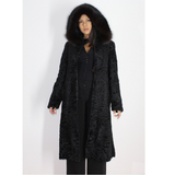 Astrakhan black coat with hood