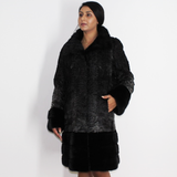 Astrakhan Anthracite coat with mink trimming