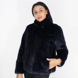 Blue-black colored mink jacket