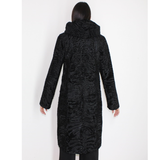 Astrakhan black coat with astronaut hood