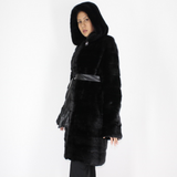 Black mink coat with hood