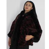 Shaved Black Bordeaux colored mink in pieces with hood and black mink in pieces trimming 