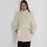 Ivory shaved mink jacket