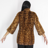 Animal print stamped mink jacket