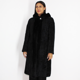 Astrakhan black coat with mink trimming