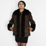 Astrakhan brown jacket with dark brown mink trimming