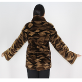 Brown shades shaved mink pieces jacket