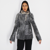 Astrakhan grey jacket with sapphire mink collar