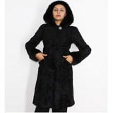 Astrakhan black coat with hood