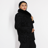 FI Astrakhan black jacket with black mink collar