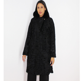 Astrakhan black coat with mink collar