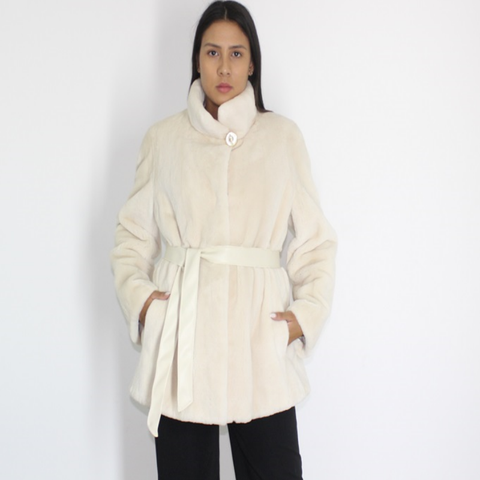 Ivory shaved mink jacket