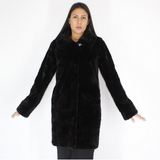 Black shaved mink pieces coat