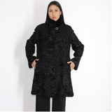 Astrakhan black coat with mink collar