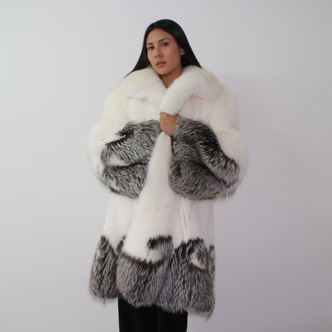 Combination of Snow and silver fox coat