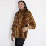 Animal print stamped mink jacket