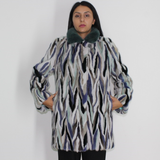 Multi-colored mink ¾ coat