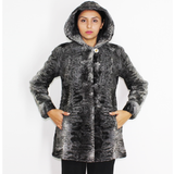 Astrakhan grey anthracite jacket with hood