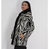 Black and white shaved mink pieces jacket