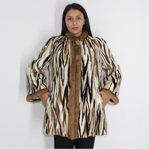  Multi-colored mink ¾ coat