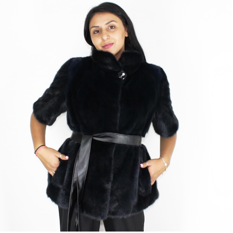 Blue-black colored mink vest