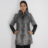 Grey Astrakhan vest with mink collar