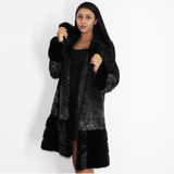 Astrakhan Anthracite coat with mink trimming