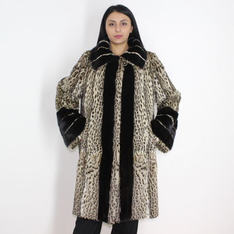 Libya cat coat with mink trimming