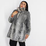 Astrakhan grey jacket with sapphire mink collar