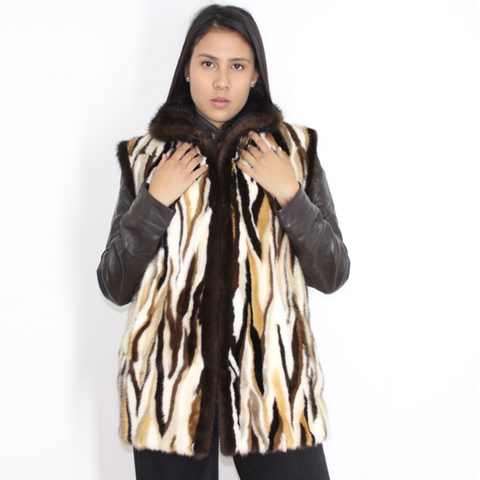 Multicolor mink vest