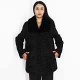 FI Astrakhan black jacket with black mink collar