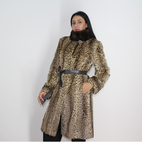 Libya cat with mink collar coat