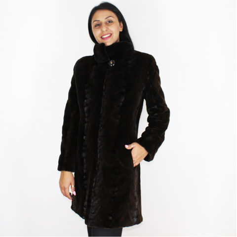 Ranch shaved mink pieces coat