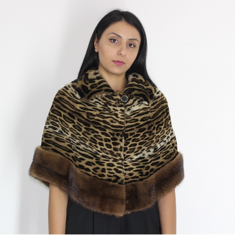 Ocelot with mink trimming stole