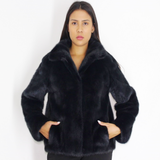 Blue-black colored mink jacket