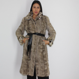 Silver Grey mink coat with lynx trimming