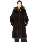 Ranch mink coat with hood