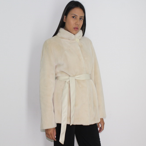 Ivory shaved mink jacket