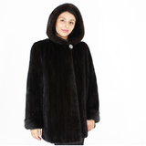 Black mink jacket with hood