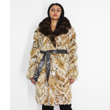 Lynx pieces coat with mink collar