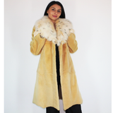  Apricot colored shaved nutria coat with fox collar