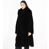 Black shaved mink coat with hood