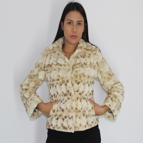 Beige and brown mink pieces jacket