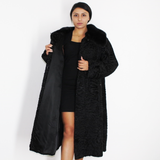 Astrakhan black coat with black mink collar