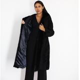 Astrakhan black coat with mink trimming