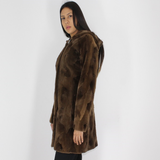 Demi-buff shaved mink pieces ¾ coat